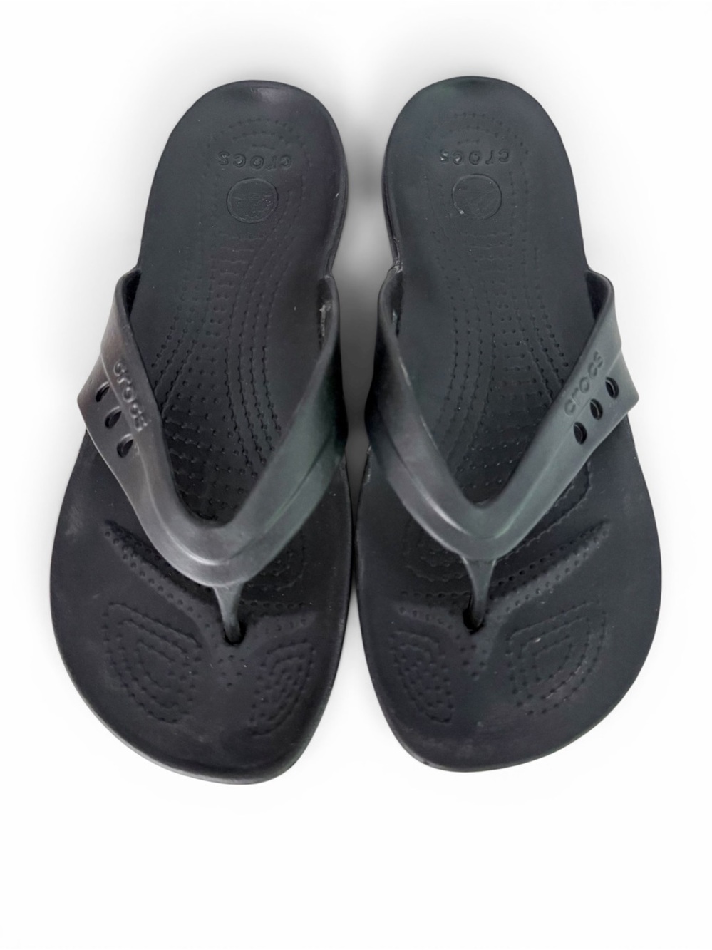 CROCS Black Kadee Round Toe Flip Flop Lightweight Comfort Sandals size 9w